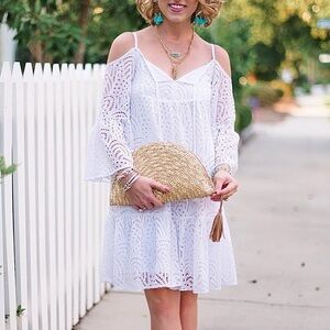 NWT Lilly Pulitzer Alanna Dress Women XS Marine Tropic Lace Resort White Eyelet